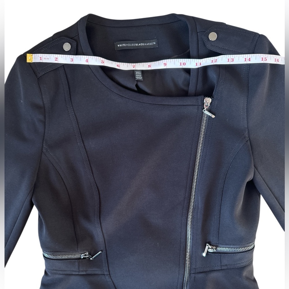 White House Black Market Black Peplum Moto Jacket Size 4 - Picture 16 of 16